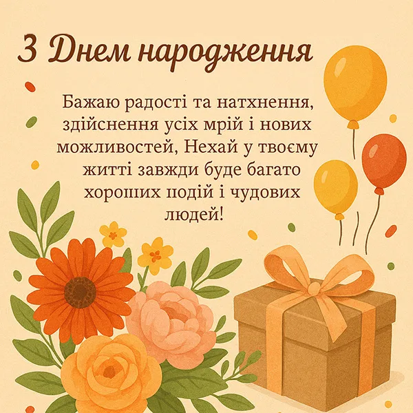 Картинка-привітання з Днем Народження знайомій (№33)