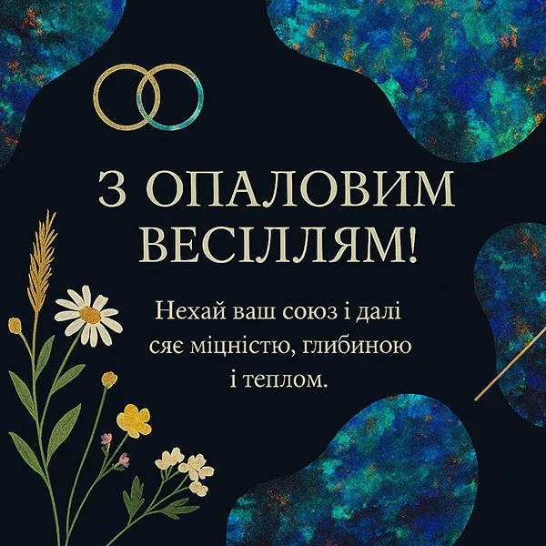 Картинка-привітання з річницею весілля 21 рік в темних кольорах (№36)